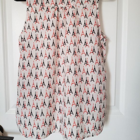 Forever 21 Eiffel Tower Print Sleeveless Blouse, Size Small - Picture 3 of 4
